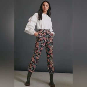 Anthropologie Floral Anisa Corduroy Jogger style Trousers